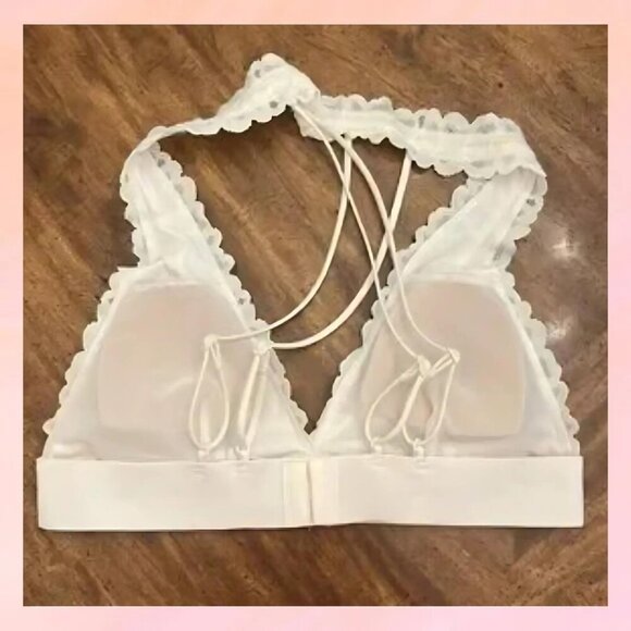 Victoria’s Secret Pink ivory lace halter bralette- Size Medium - Picture 2 of 5